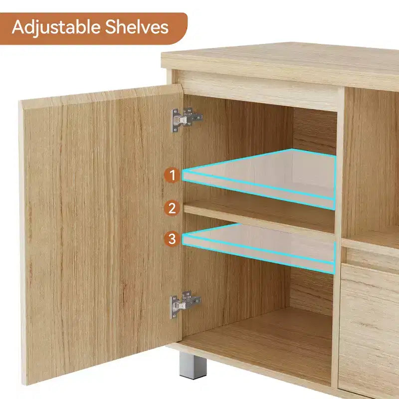 TV Stands for Living Room,Rattan TV Console Cabinet with Storage and Shelf, Boho Entertainment Center for TV up to 70'',for Living Room, Bedroom