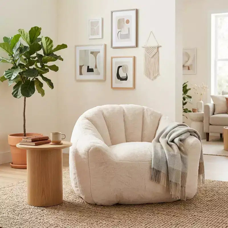 Faux Fur Lounge Chair, Plush Accent Armchair with Deep Seat, Cozy Upholstered Lazy Sofa