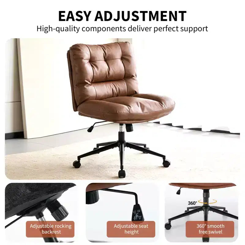 Ergonomic Office Chair with 360 Swivel, Height & Tilt Adjustment, U-Shaped Wide Seat, Soft Chenille Fabric, 4 Colors