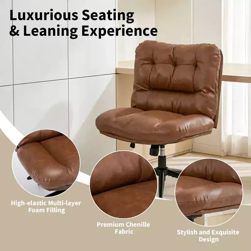 Ergonomic Office Chair with 360 Swivel, Height & Tilt Adjustment, U-Shaped Wide Seat, Soft Chenille Fabric, 4 Colors