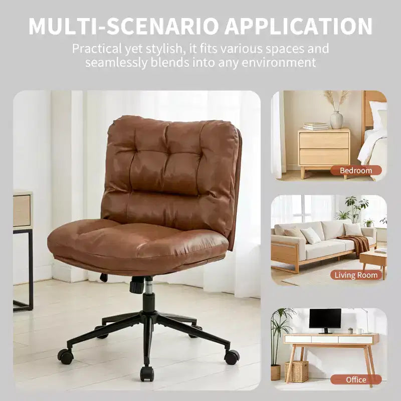 Ergonomic Office Chair with 360 Swivel, Height & Tilt Adjustment, U-Shaped Wide Seat, Soft Chenille Fabric, 4 Colors