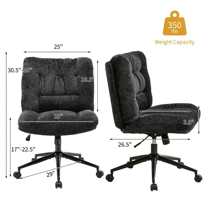 Ergonomic Office Chair with 360 Swivel, Height & Tilt Adjustment, U-Shaped Wide Seat, Soft Chenille Fabric, 4 Colors