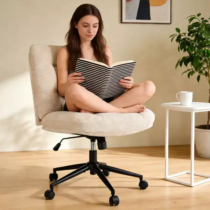 Ergonomic Office Chair with 360 Swivel, Height & Tilt Adjustment, U-Shaped Wide Seat, Soft Chenille Fabric, 4 Colors