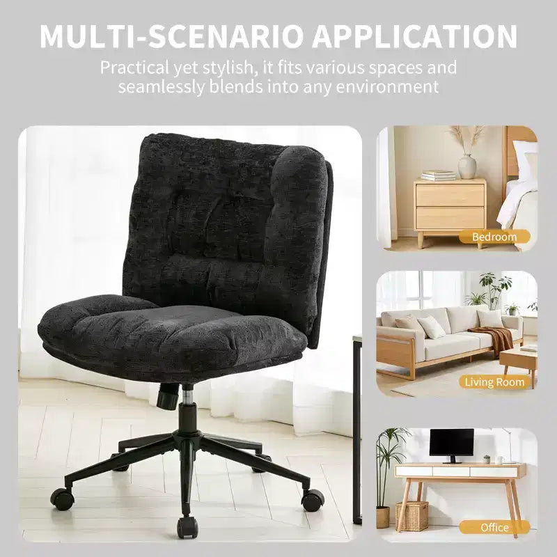 Ergonomic Office Chair with 360 Swivel, Height & Tilt Adjustment, U-Shaped Wide Seat, Soft Chenille Fabric, 4 Colors