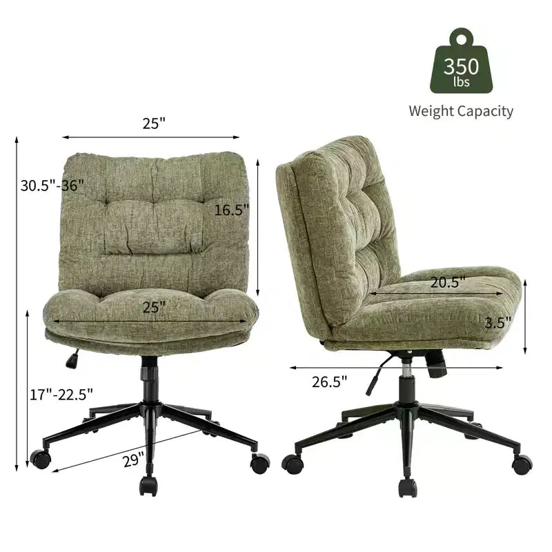 Ergonomic Office Chair with 360 Swivel, Height & Tilt Adjustment, U-Shaped Wide Seat, Soft Chenille Fabric, 4 Colors