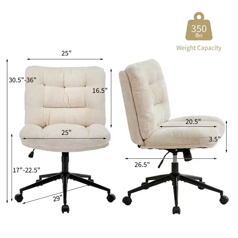 Ergonomic Office Chair with 360 Swivel, Height & Tilt Adjustment, U-Shaped Wide Seat, Soft Chenille Fabric, 4 Colors