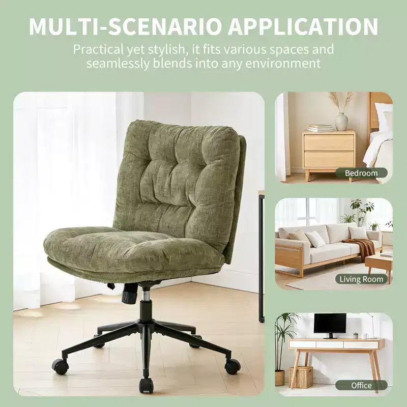 Ergonomic Office Chair with 360 Swivel, Height & Tilt Adjustment, U-Shaped Wide Seat, Soft Chenille Fabric, 4 Colors