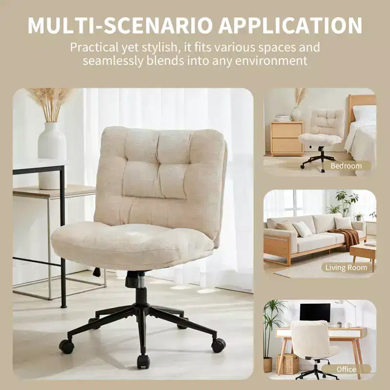 Ergonomic Office Chair with 360 Swivel, Height & Tilt Adjustment, U-Shaped Wide Seat, Soft Chenille Fabric, 4 Colors