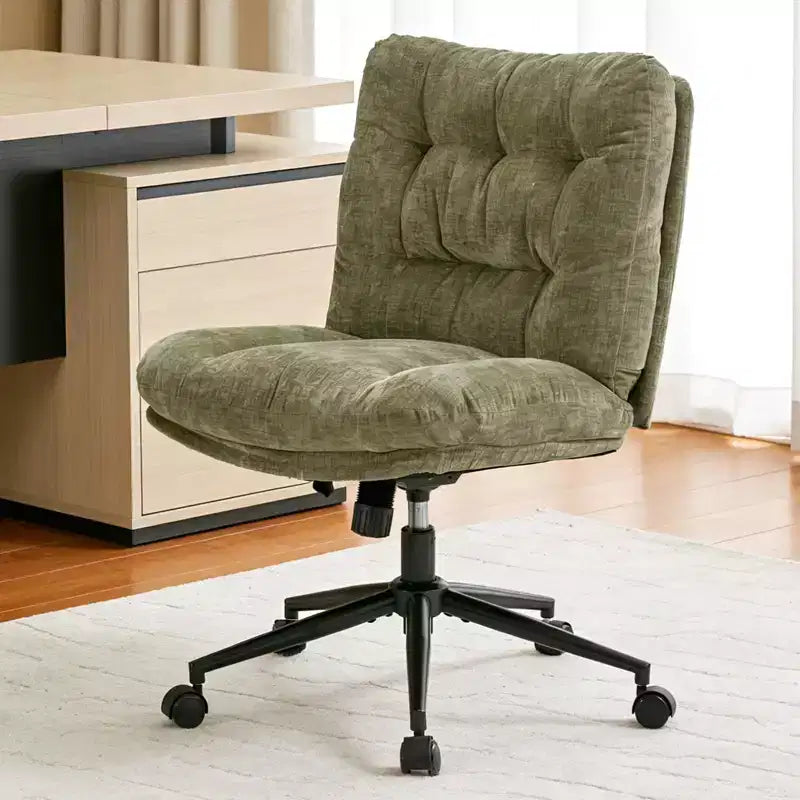 Ergonomic Office Chair with 360 Swivel, Height & Tilt Adjustment, U-Shaped Wide Seat, Soft Chenille Fabric, 4 Colors