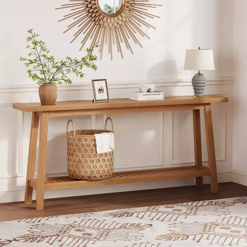 71 Inch Console Table with Storage, Extra Long Narrow Sofa Table, 2-Tier Industrial Farmhouse Entryway Table