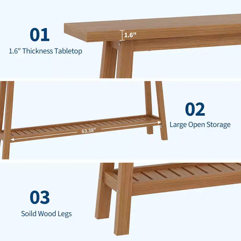 71 Inch Console Table with Storage, Extra Long Narrow Sofa Table, 2-Tier Industrial Farmhouse Entryway Table