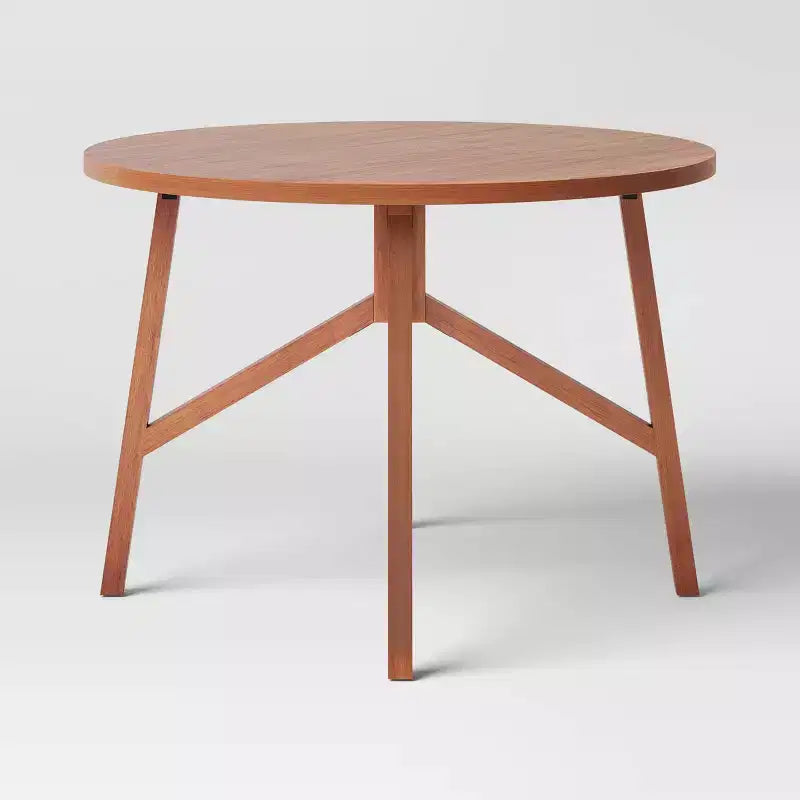 42 Inch Cross Leg Wood Dining Table, Round