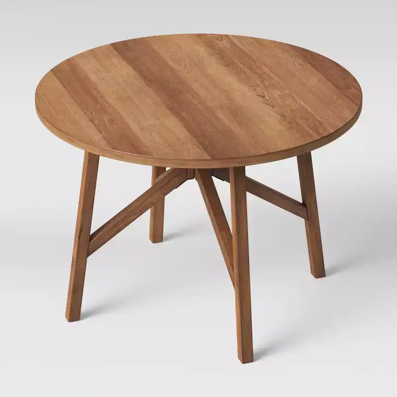 42 Inch Cross Leg Wood Dining Table, Round
