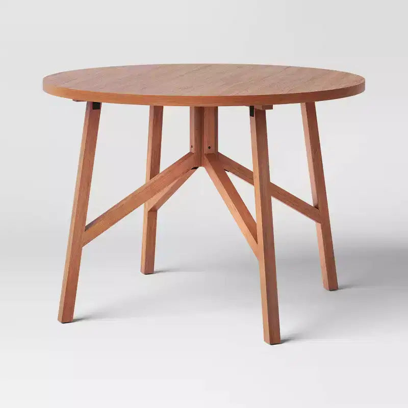 42 Inch Cross Leg Wood Dining Table, Round