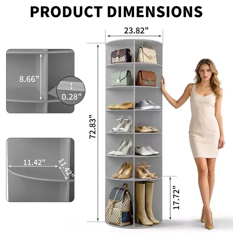 7-Tier 360 Rotating WPC Shoe Rack, 72.4 Inch Height