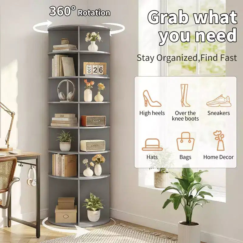 7-Tier 360 Rotating WPC Shoe Rack, 72.4 Inch Height