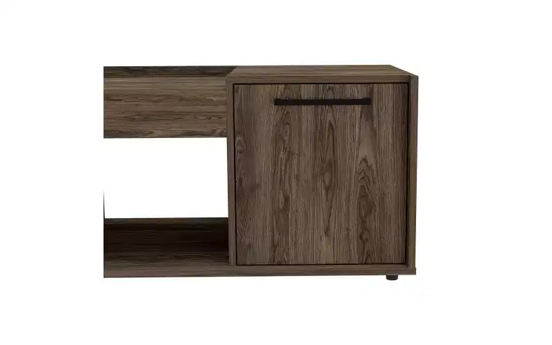 Velvet Coffee Table with Open Shelf and Single Door Cabinet