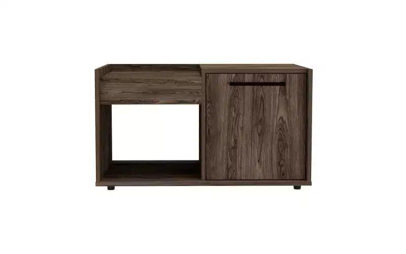 Velvet Coffee Table with Open Shelf and Single Door Cabinet