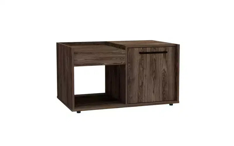 Velvet Coffee Table with Open Shelf and Single Door Cabinet
