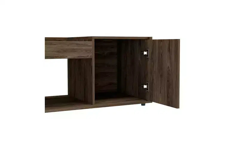 Velvet Coffee Table with Open Shelf and Single Door Cabinet