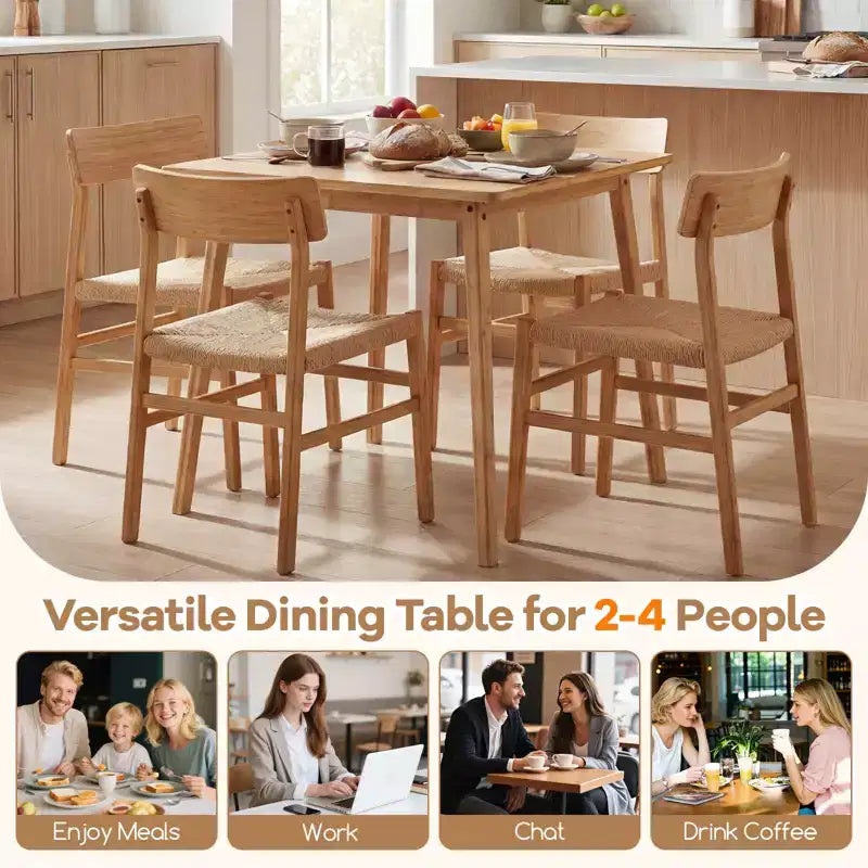 27.5'' Square Bamboo Dining Table for 2-4 People