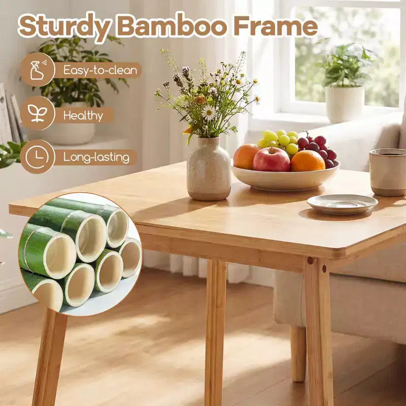 27.5'' Square Bamboo Dining Table for 2-4 People
