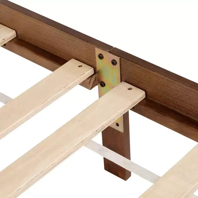 Full Loft Bed Frame with Under-Bed Desk, Space-Saving Heavy-Duty Metal Platform Bed